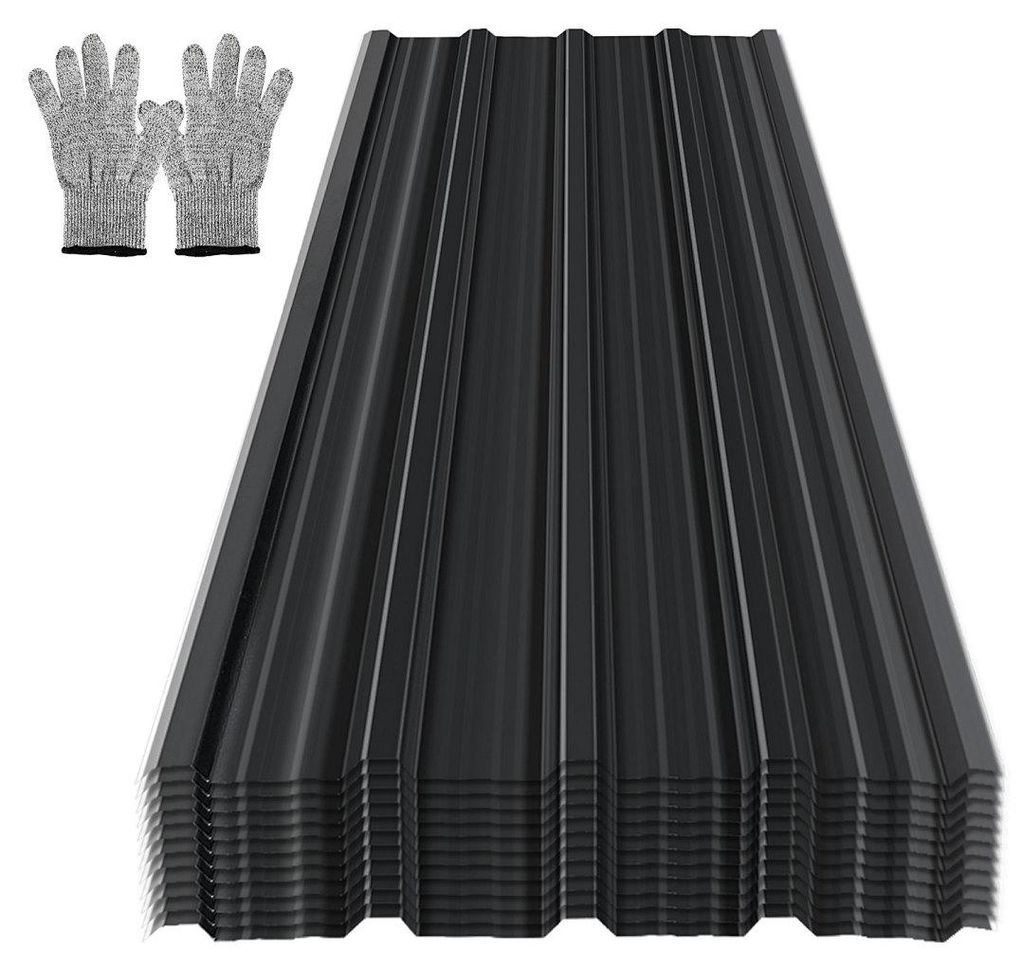 Ikodm 36x Trapezblech Metall Dachplatten für 21.36m², Stahlblech Profilblech für Carports, Gerätehäuser und Dächer, Wellenprofil Dachblech - ...