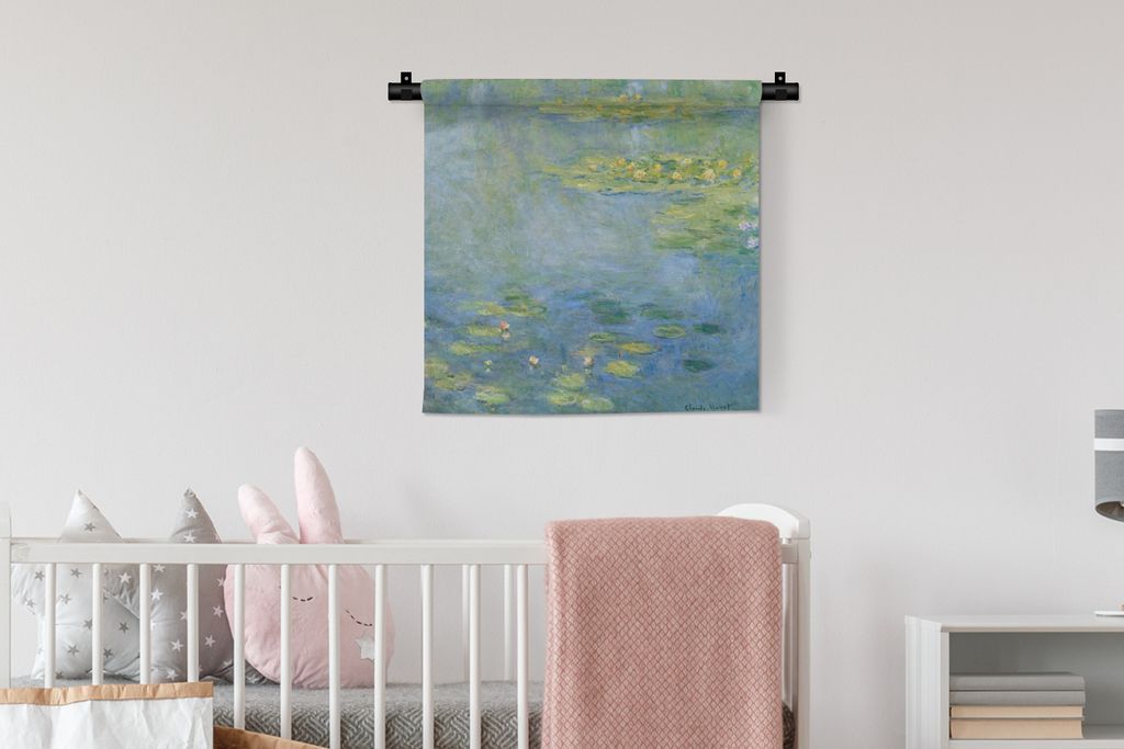 MuchoWow Wandteppich Wandbehang Seerosen - Claude Monet 60x60 cm Tapisserie Dekoration Wandtuch - Dekorationen - Wand Decke