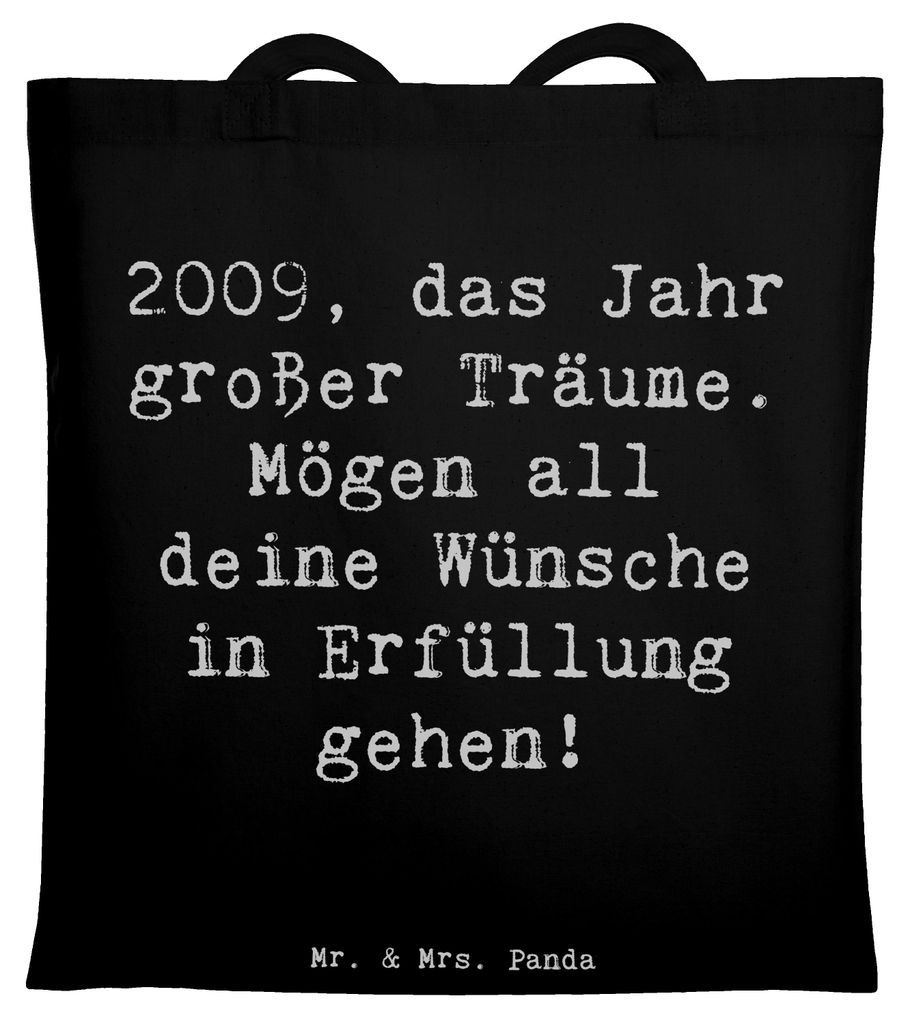 Mr. & Mrs. Panda Tote Bag Spruch 2009 Geburtstag - Schwarz - Geschenk, Herzgeschenk, Happy Birthday, Erinnerung, Uni Tasche, besondere Momente, dok...