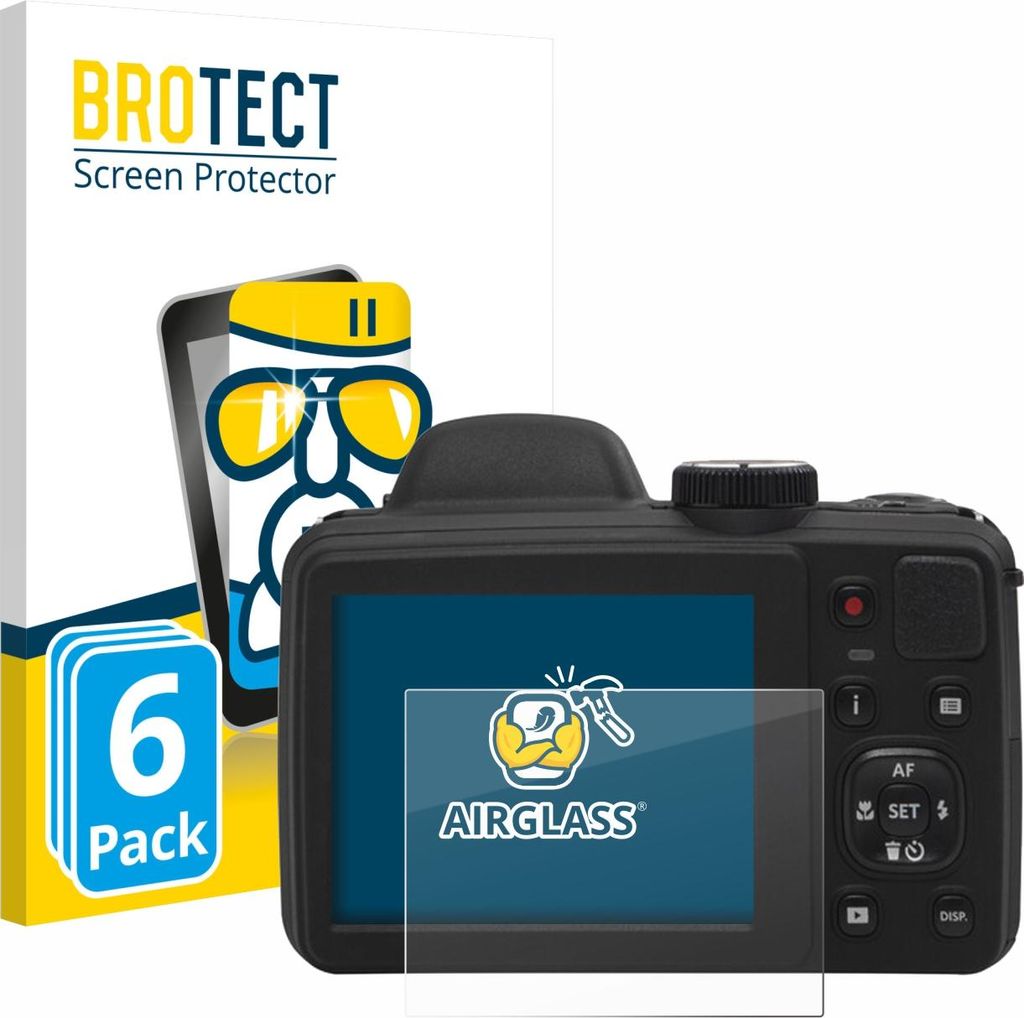 6x BROTECT Schutzglas für Kodak Pixpro AZ405 Schutzfolie Panzer Folie Glas Display Schutz klar