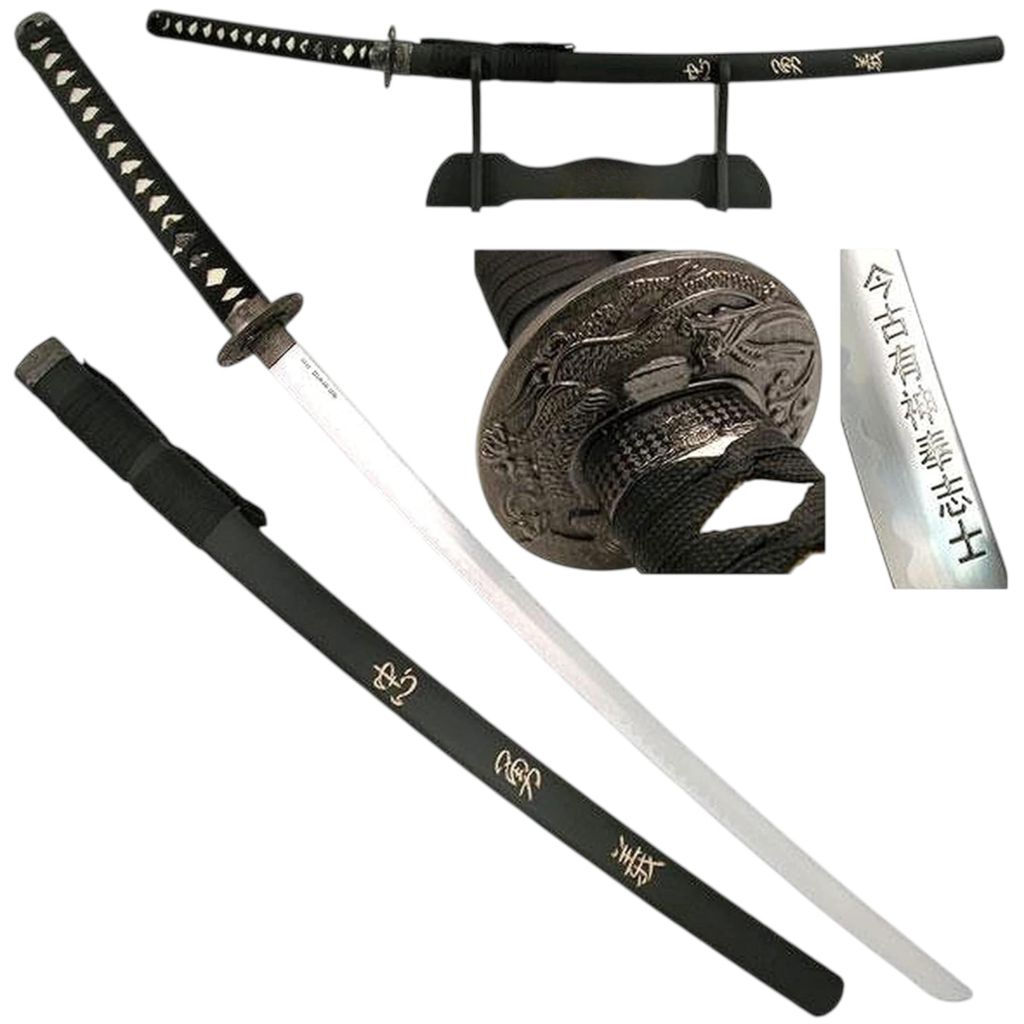 Katana meč Samurajský meč černý - Katana meč Ocelový meč s Obrázek produktu 