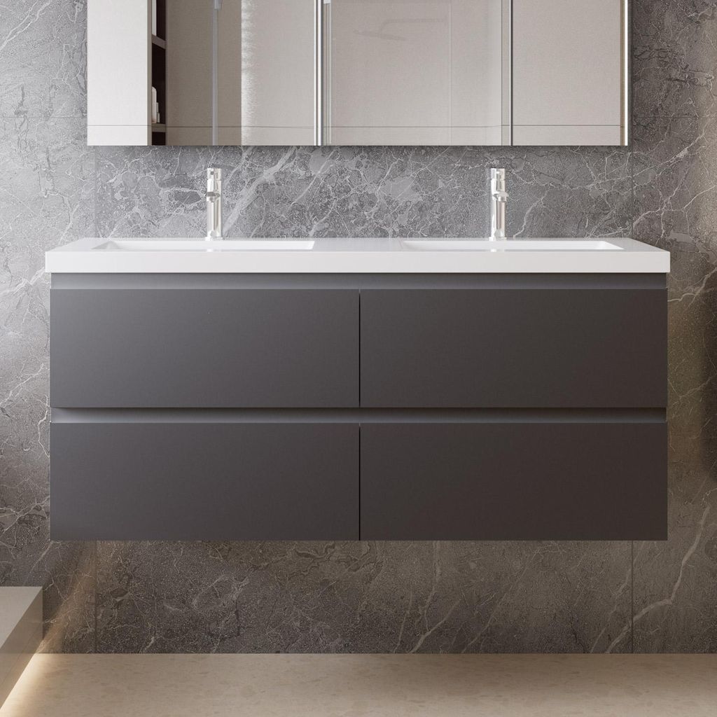 120 cm Badmöbel-Set Unterschrank mit Mineralguss waschtisch Produktbild 