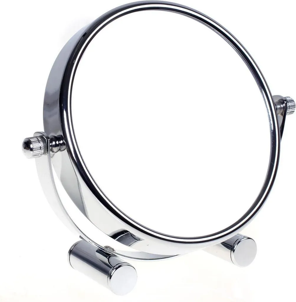Miroir de maquillage grossissant x10 rotatif argenté pour coiffeuse