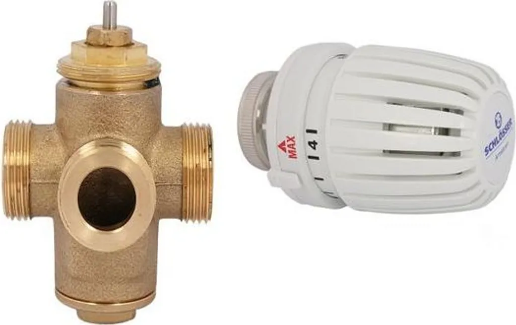 Vanne thermostatique 3 voies Js avec raccordement à droite 3/4" AG