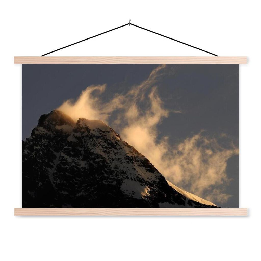 MuchoWow Textilposter Großglockner-Gipfel bei Sonnenaufgang in Österreich 120x80 cm mit holzfarbenen Rahmen - Aufhängeset