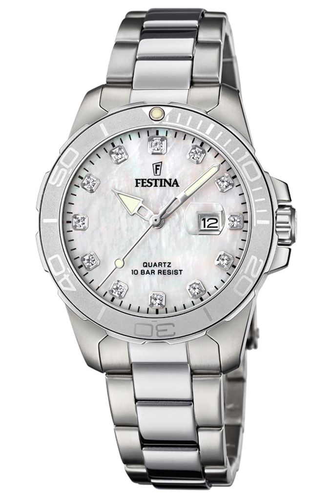Festina Damen Analog Quarz Uhr mit Edelstahl Armband F20503/1