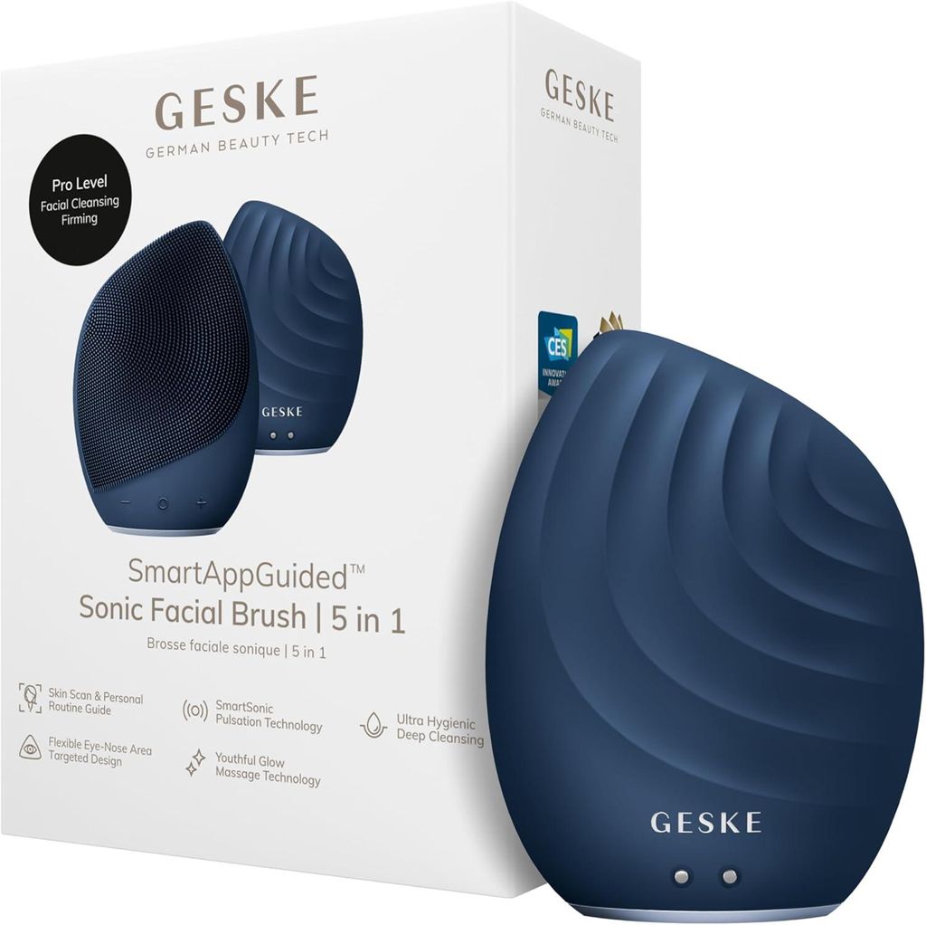 Elektrische Gesichtsreinigungsbürste 5 in 1 aus Silikon mit Smart App, Gesichtsmassage, Tiefenreinigung, Vibrationsfunktion, Hautpflege