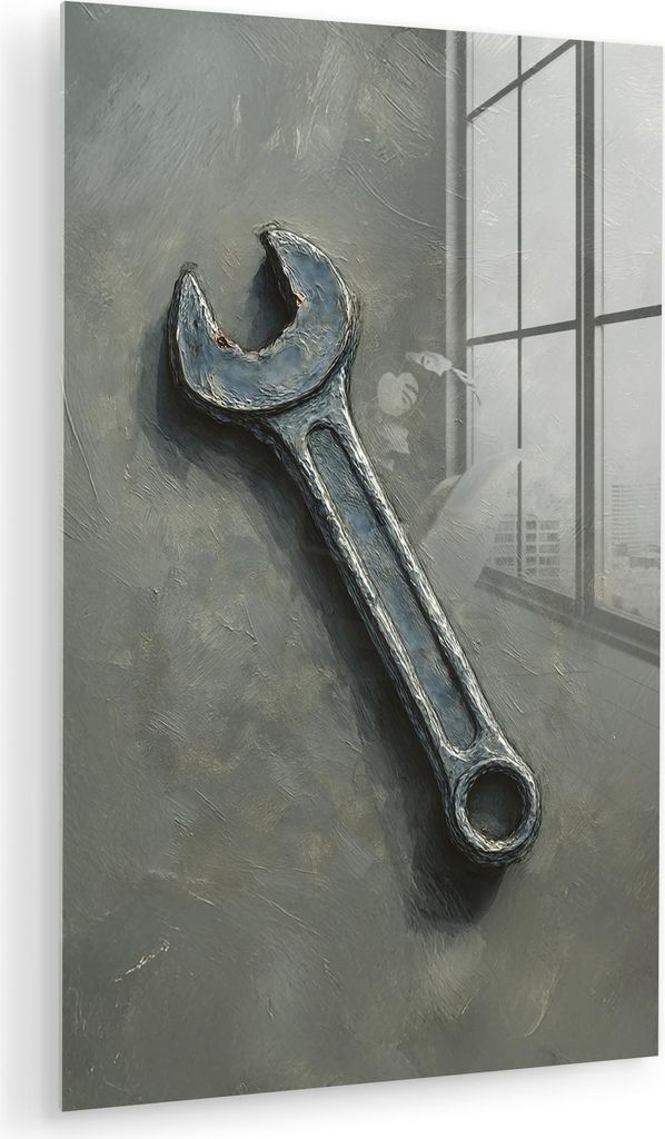 MuchoWow Glasbilder - Bilder auf Wandbild - Foto auf Glas Schraubenschlüssel - Malerei - Werkzeuge - Farbe 20x30 cm Wanddekoration aus Glas - Acry...