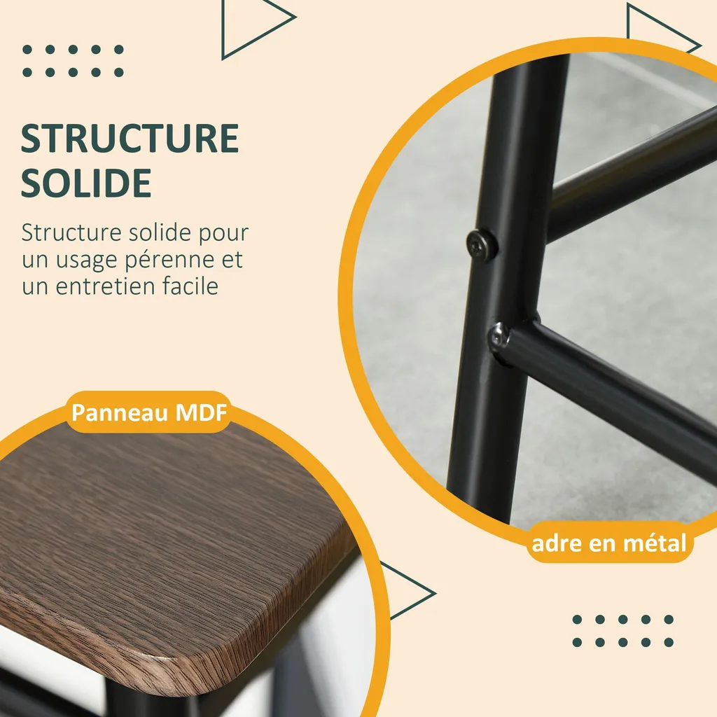 Coin Repas Compact : Table de Bar et 2 Tabourets pour Cuisine Étroite - 7