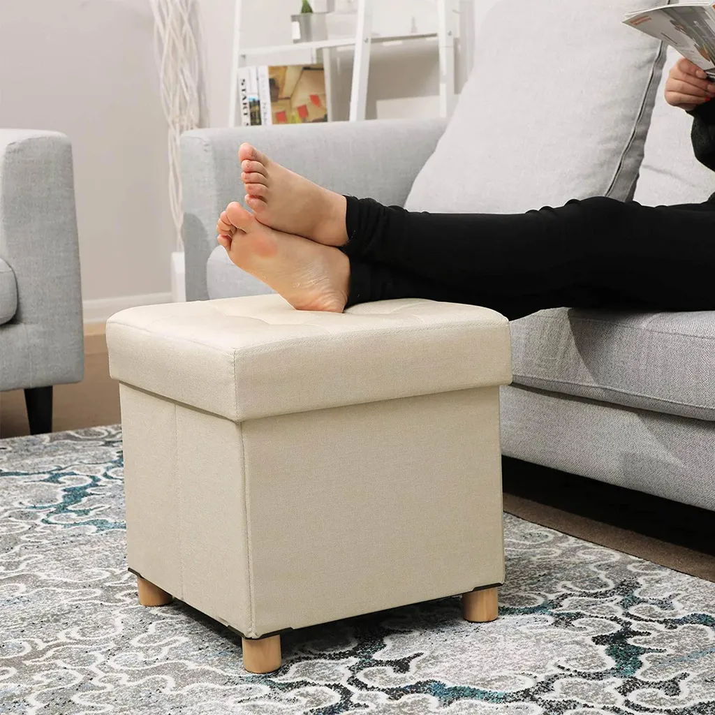 Tabouret carré pliable d'appoint en bois naturel robuste série Modulo - 3