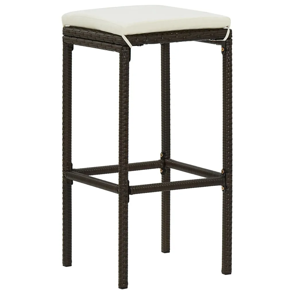 Sgabelli da Cucina Moderni 4 pz in Rattan Marrone con Cuscini Morbidi