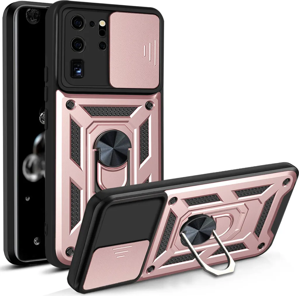 Custodia Samsung S20 Ultra Rosa con Anello e Protezione Fotocamera