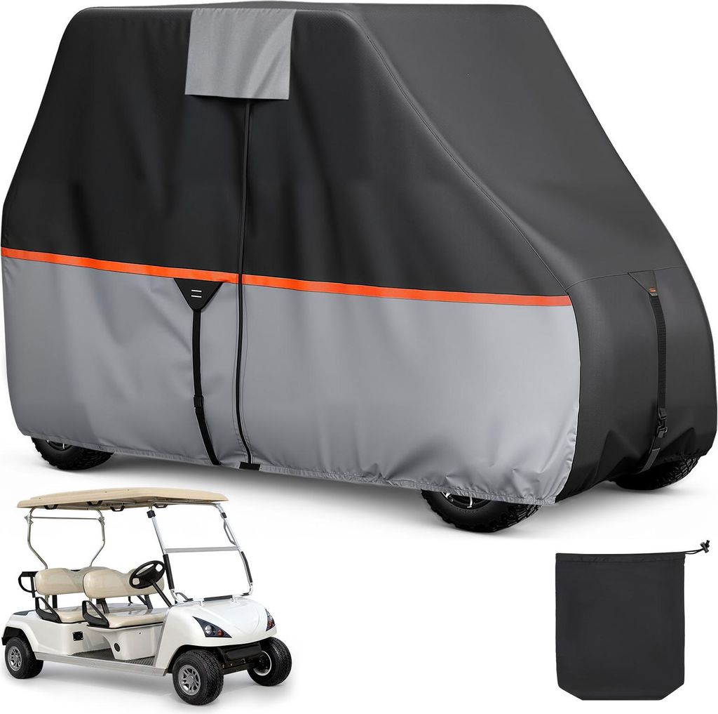 SucceBuy Golfwagenabdeckung für 2+2/4-Sitzer-Golfwagen (kompatibel mit den meisten Golfcarts wie Club Car, Yamaha, EZGO & Honda), wetterfeste Abde...