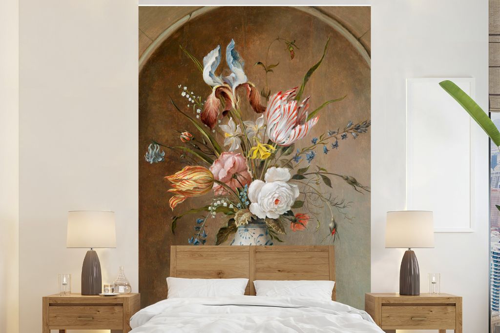 MuchoWow Fototapete für Wohnzimmer oder Schlafzimmer Wandtapete Vinyl Motivtapete Stilleben mit Blumen - Balthasar van der Ast - Alte Meister - ...