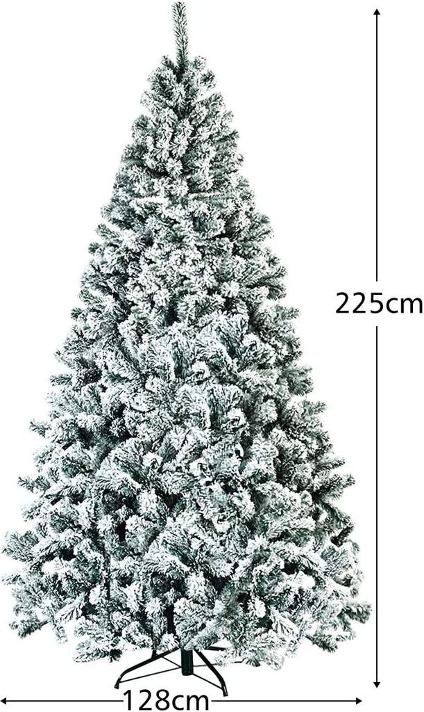 Aufun Künstlicher Weihnachtsbaum 225cm Mit 450 LEDs - Naturlook Mit Schneeflocken