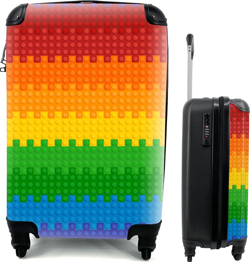 MuchoWow Koffer Handgepäck Trolley Rollkoffer Kleine Reisekoffer mit 4 Rollen - Patoon - Regenbogen - Cabin Size < 55x40x23 cm & 55x40x20 cm - F...