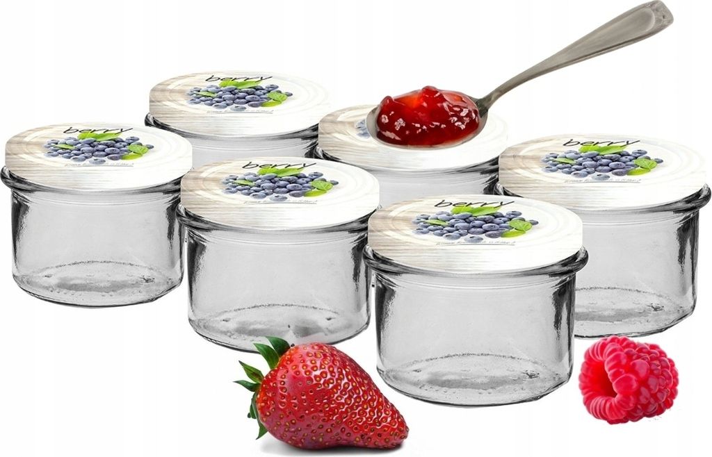 Słoik na dżem z kolorową pokrywką 6 sztuk 235 ml Zdjęcie produktu 