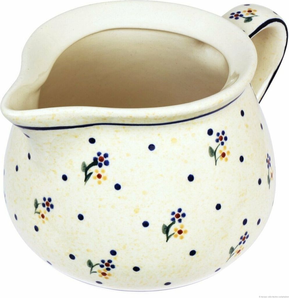 Original Bunzlauer Keramik 1 Liter Milchkrug Kanne Wasserkrug 19,4x10,8cm, Nachbildung 111