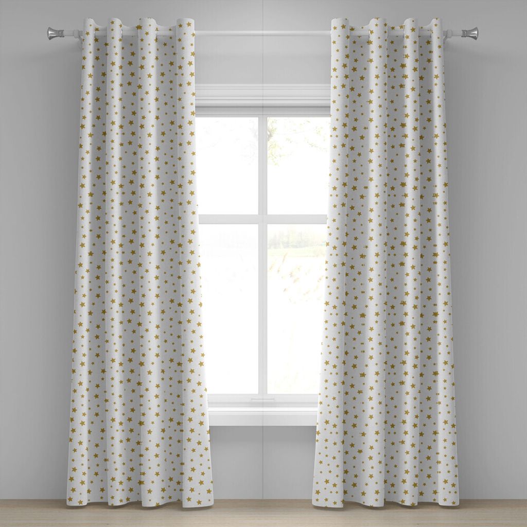 ABAKUHAUS Star Ösenvorhang, Sterne Muster Illustration kreative stilvolle Geburtstag Bachelorette Theme Print, Dekorative 2-Panel-Fenstervorhänge...