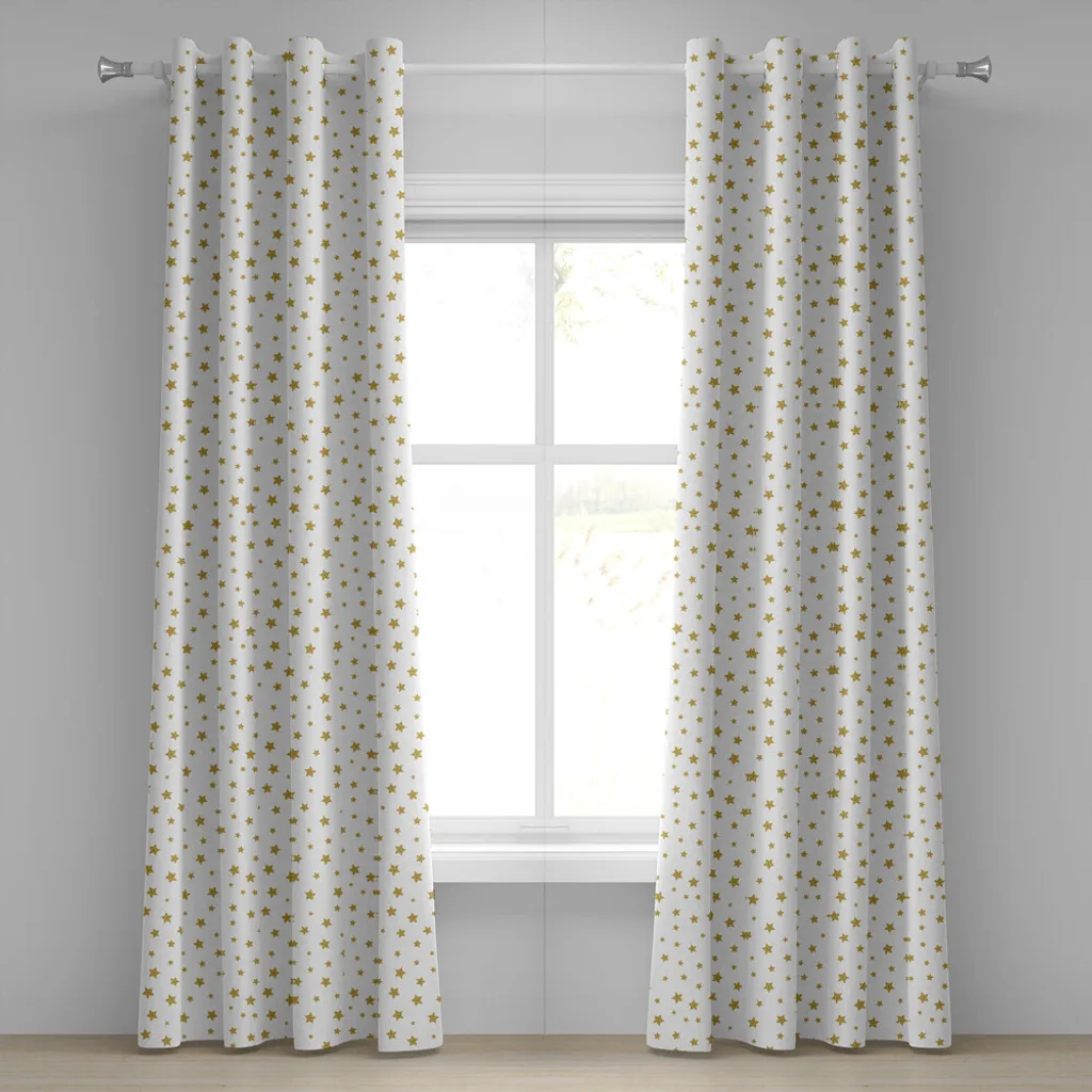 Rideau étoiles imprimé créatif jaune et blanc avec œillets 280x225cm