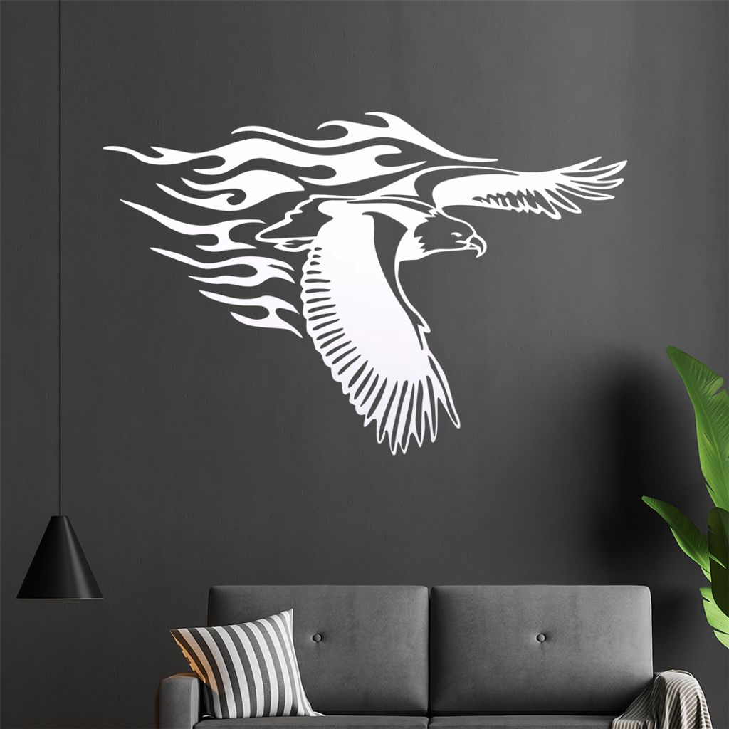 Flammen Adler Wandtattoo in 6 Größen - Wandaufkleber Wall Sticker - Dekoration, Küche, Wohnzimmer, Schlafzimmer, Badezimmer