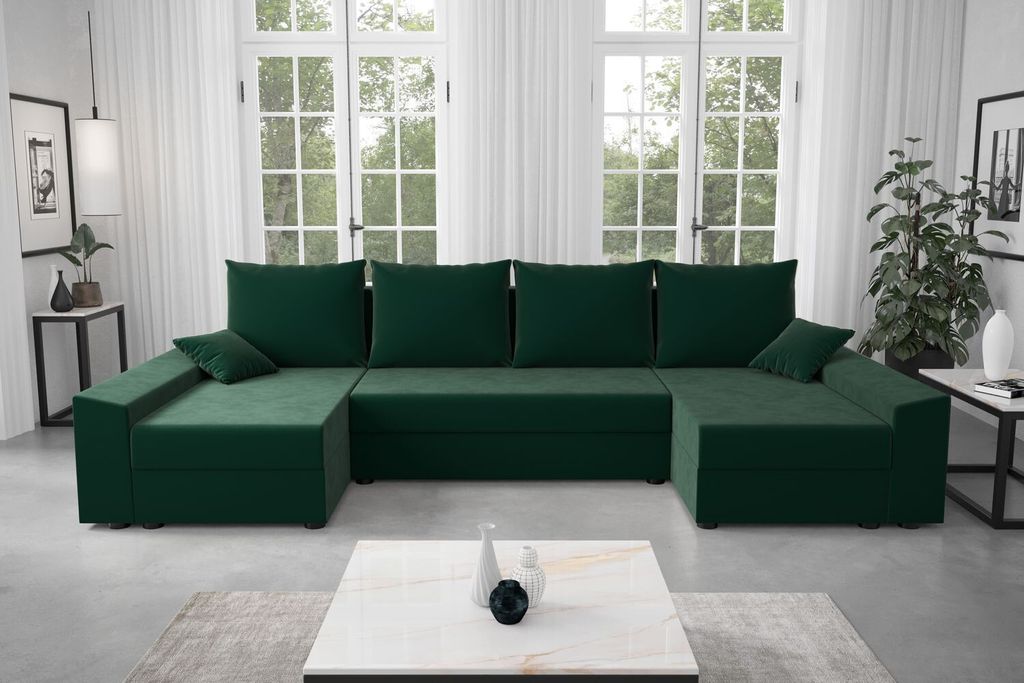 Praktische U-Form Couchgarnitur PARI – grün