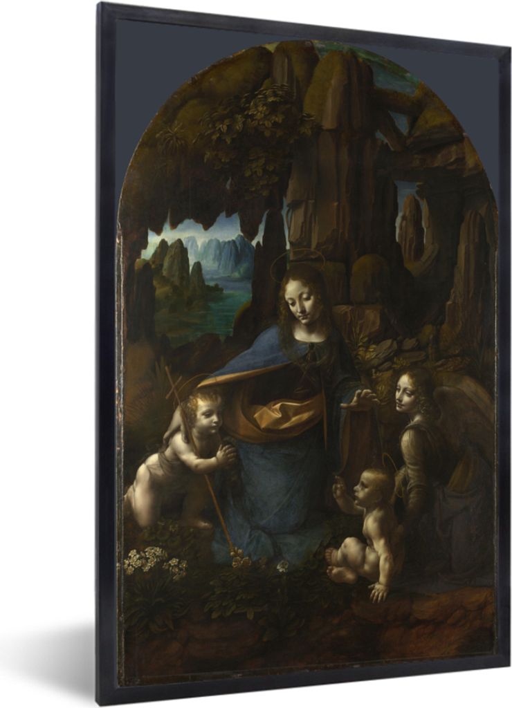 MuchoWow MuchoWow Gerahmtes Poster Jungfrau auf dem Felsen - Leonardo da Vinci 20x30 cm - Poster mit zchwarzem Bilderrahmen - Drucken - Bilder ...