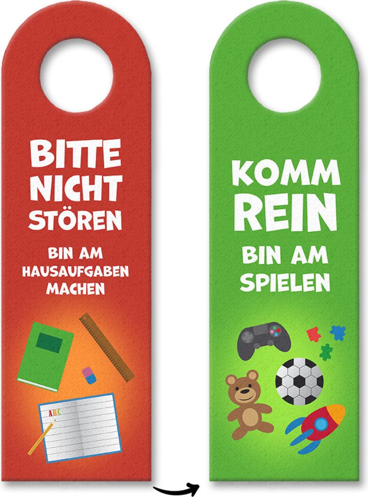 Mache Hausaufgaben - Bin am Spielen Türhänger 10er Set für Jungs