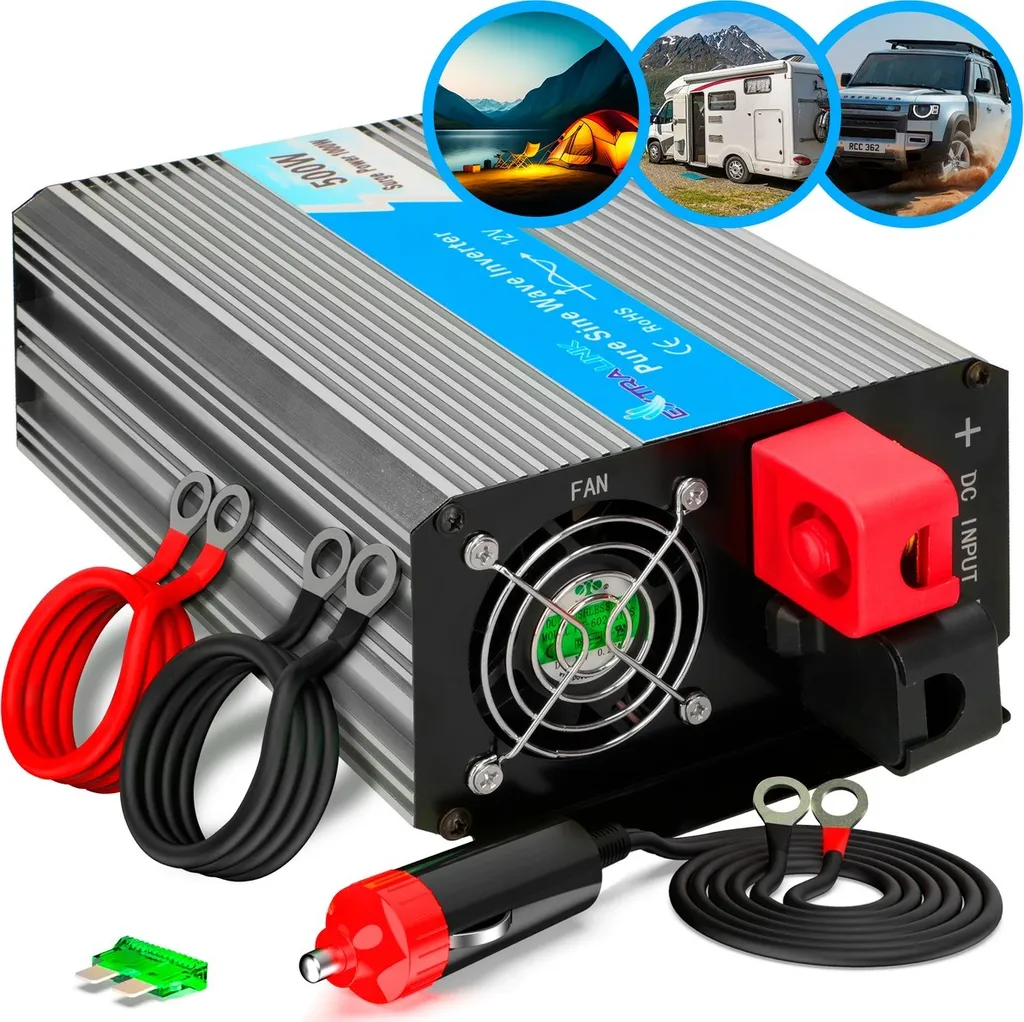 Convertisseur 12V 500W Extralink OPIP-500W pour Camping-car et Solaire