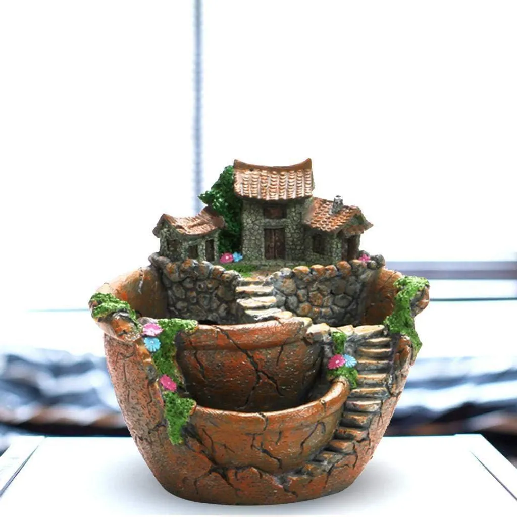 Pot de fleurs créatif micro-paysager en résine pour succulentes d'art