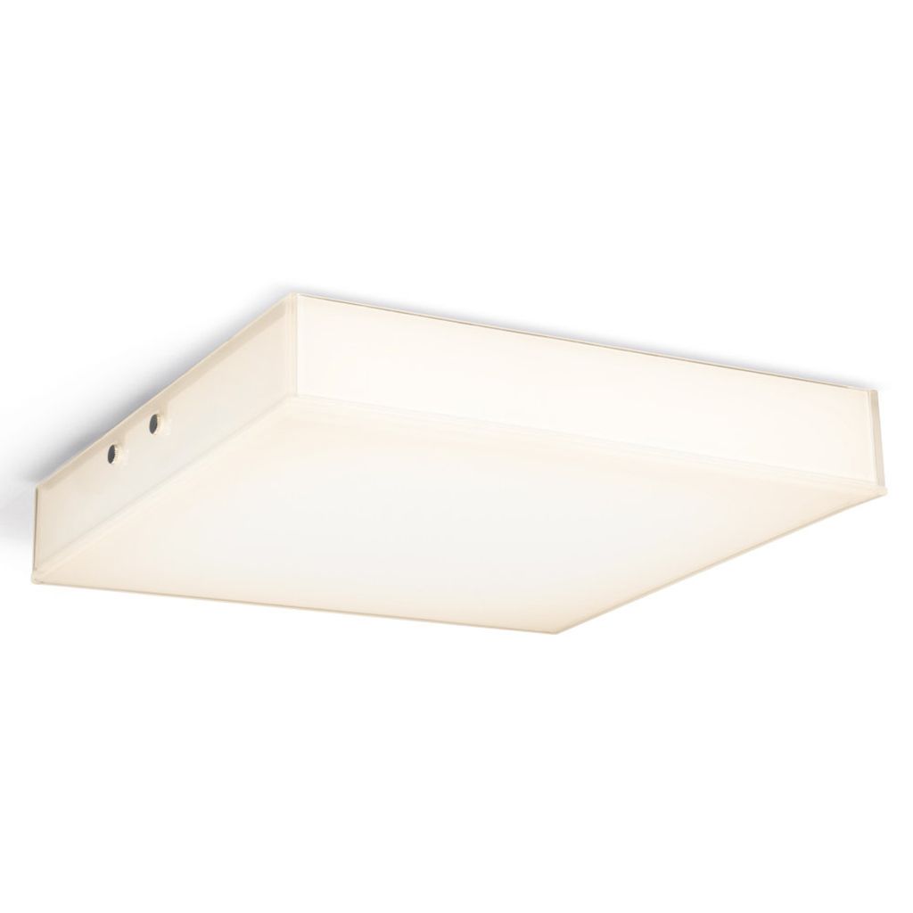 A square, white LED ceiling light fixture is shown against a white background.
