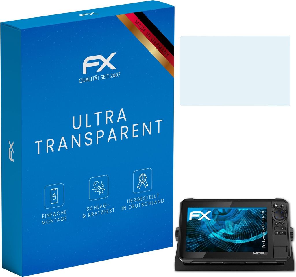 atFoliX FX-Clear 3x Schutzfolie kompatibel mit Lowrance HDS Live 9 Displayschutzfolie