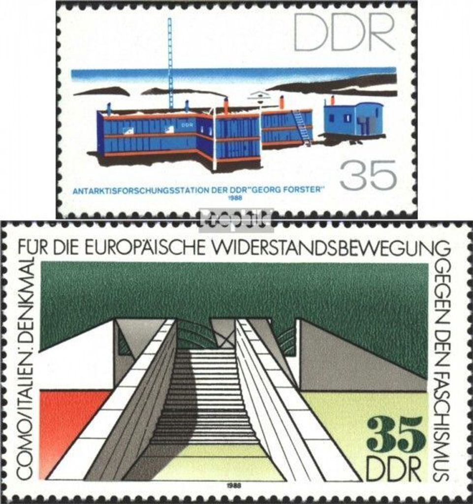 Briefmarken DDR 1988 Mi 3160,3196 (kompl.Ausg.) postfrisch Antarktisforschungsstation der DDR