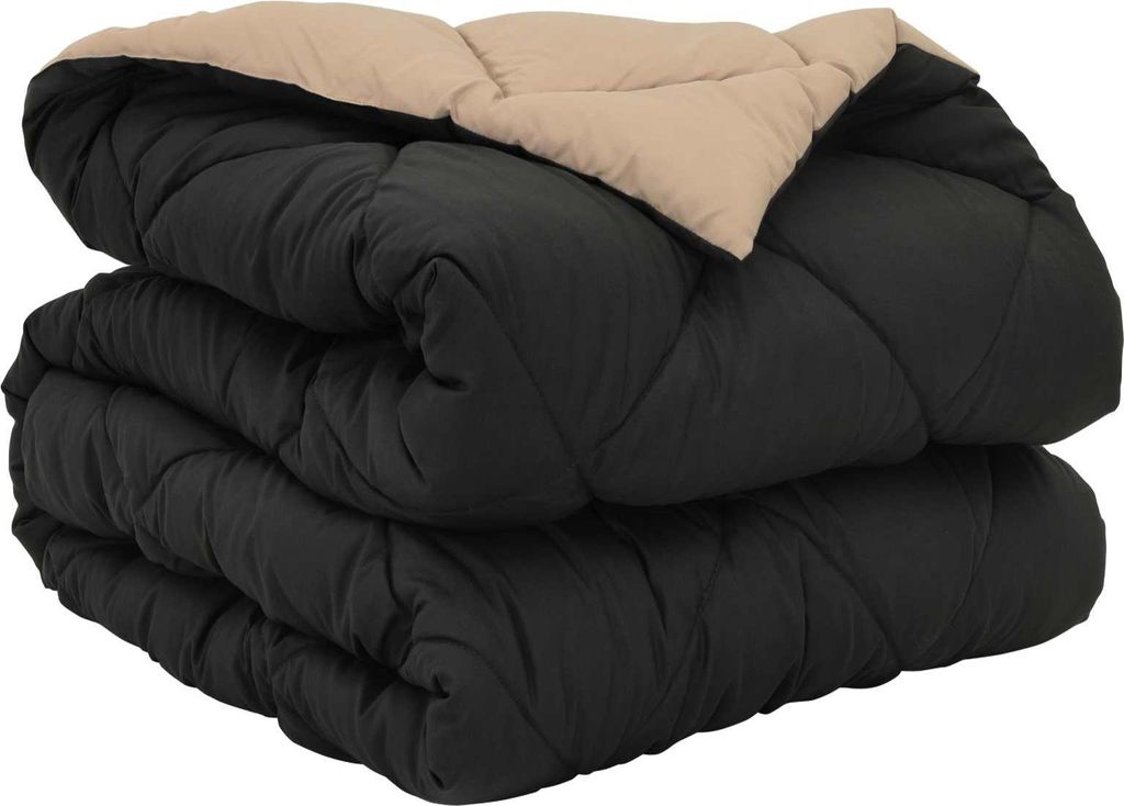 "Winter Sale" Ganzjahresbettdecke Schwarz und Taupe 220x135cm Mikrofaser - Bettwäschen Neu122784
