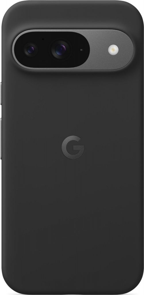 A black phone case with a Google logo in the center and a camera bump at the top.