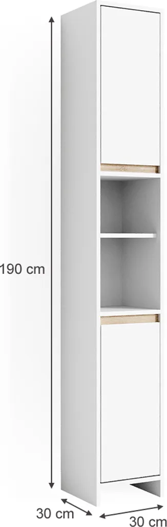 Vicco Mobile bagno alto Emma, 30 x 190 cm, Bianco/Sonoma - 3
