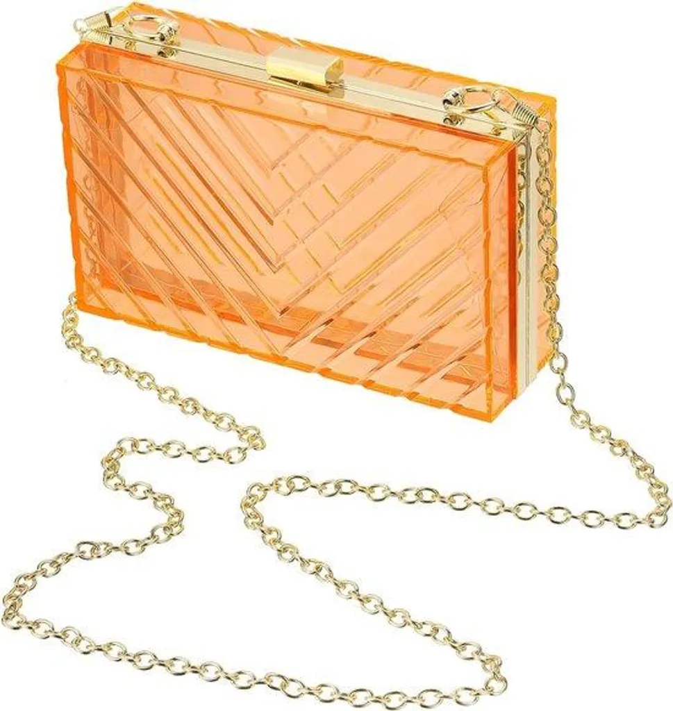 Sac en acrylique structuré orange pour sublimer vos tenues de soirée
