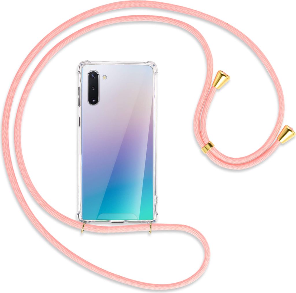 Handykette Backcover-Schutzhülle mit Band (Metall goldfarben) für Samsung Galaxy Note 10 (N970) - rosa