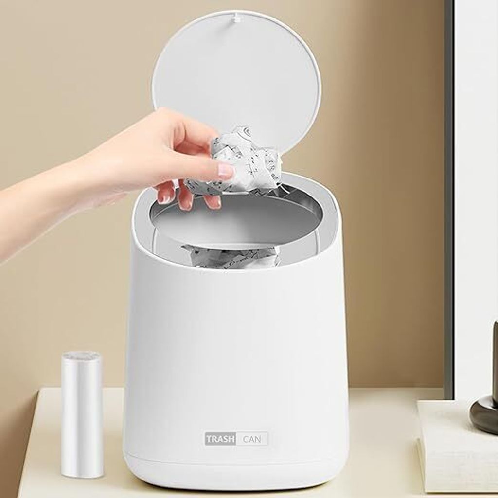 Tisch-Abfalleimer mit Deckel,Mini-Mülltonne (1,5 L), inklusive Müllbeutel,perfekt für Büro,Auto oder Zuhause,kompakt und praktisch für kleine ...
