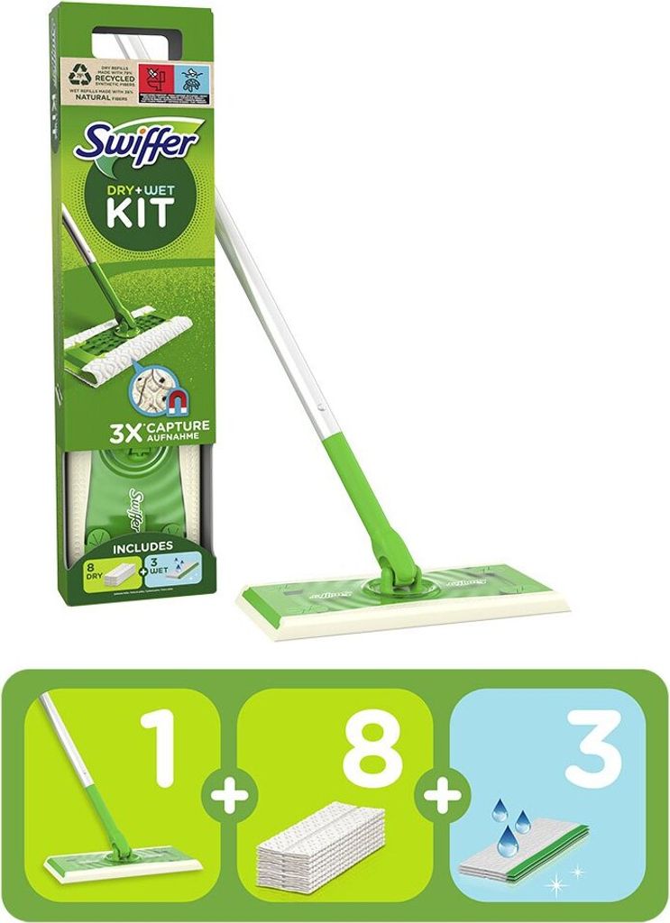 Swiffer Starter-Set Bodenwischer Trocken-/Nass-Wischtücher Produktbild 4