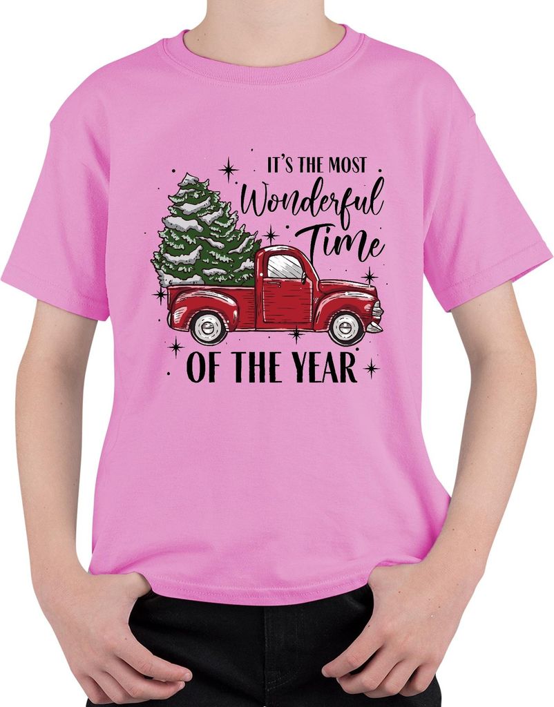Most Wonderful Time of the Year - Weihnachten Weihnachtsgeschenk Christmas Uni Kinder T-Shirt, Pink, 104