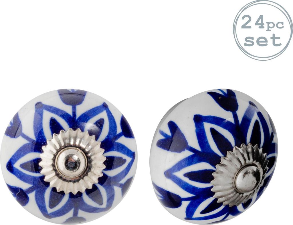 Runde Keramik-Möbelknöpfe von Nicola Spring, Marineblau, 24 Stück