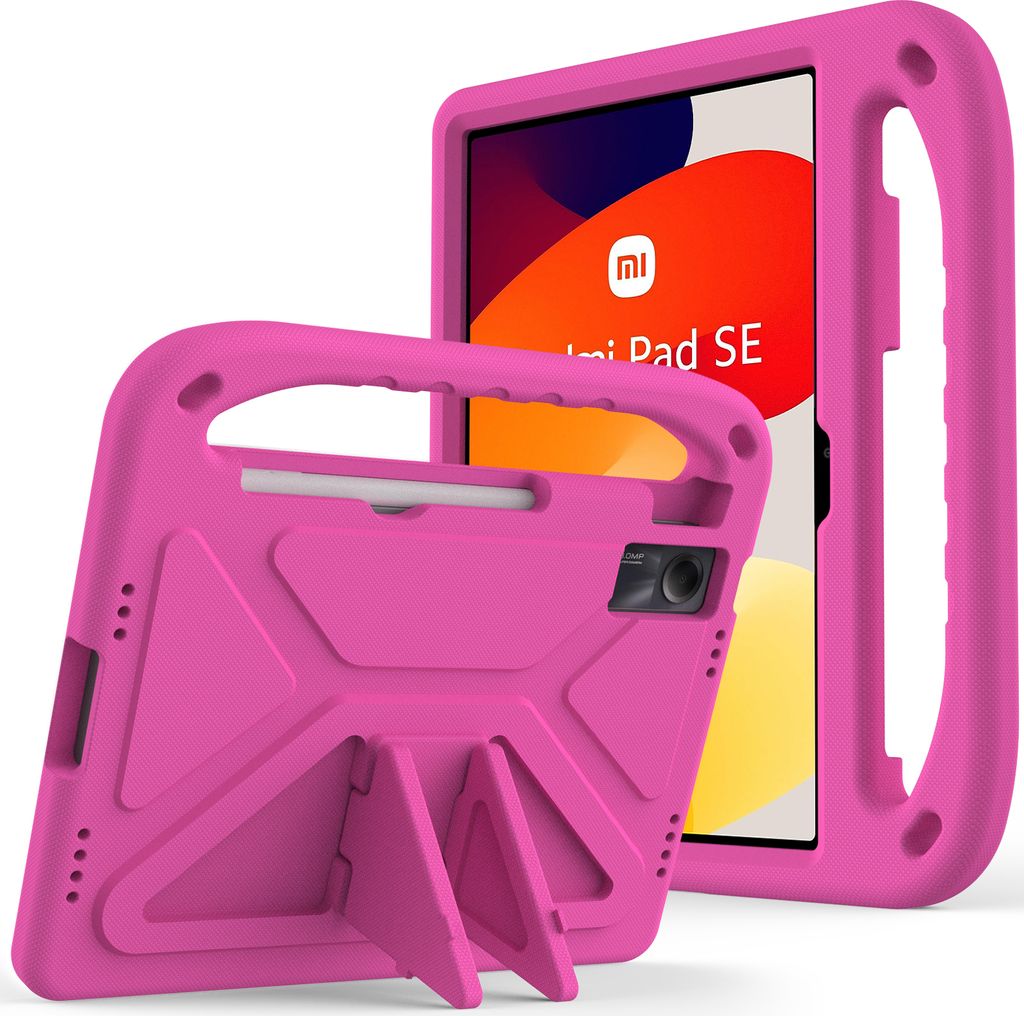 Hülle für Xiaomi Redmi Pad SE 11 Zoll 2023, Leichte Stoßfeste Eva Kinder Schutzhülle mit Griff und Faltbarem Ständer Rosa