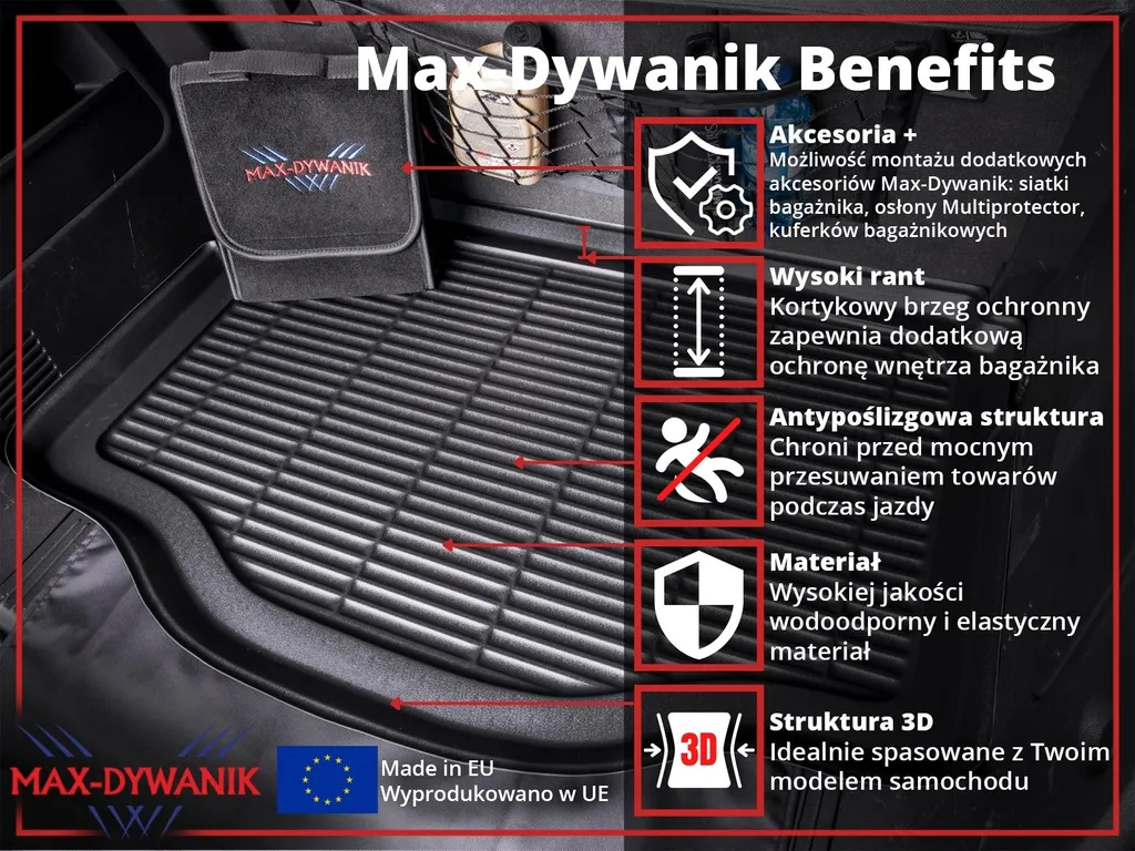 Tappetino per bagagliaio Toyota Yaris III Max-Dywanik 2012-19 - 8
