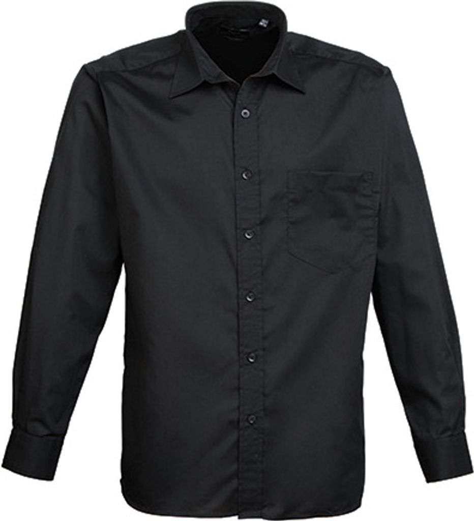 Premier Workwear Herren Popeline Hemd langarm PR200 black 41 (16)