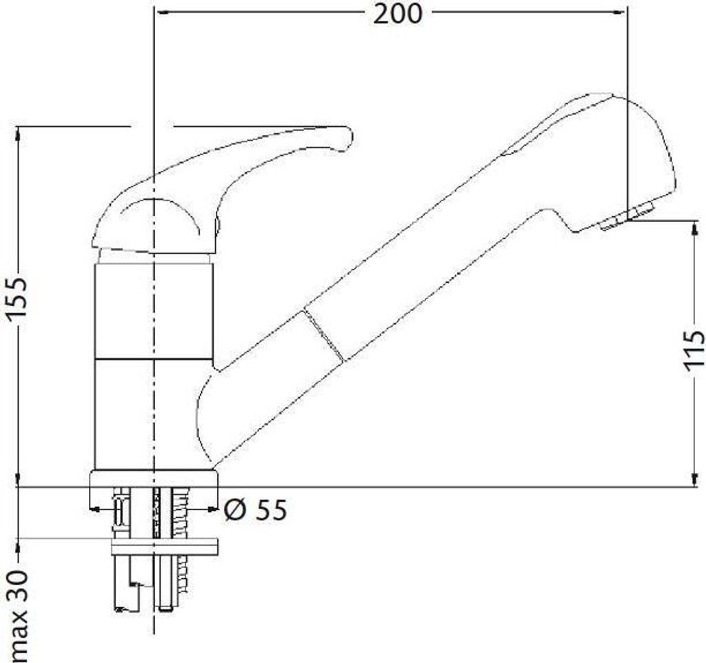 Herzbach LARGO Spültisch-Einlochbatterie ausziehbar Chrom