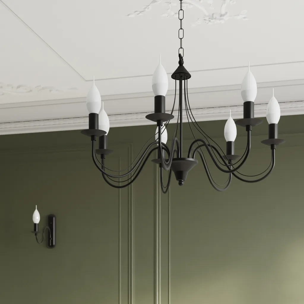 Applique KINKIET BERON 1 E14 Nero: Illuminazione Interni di Classe - 7