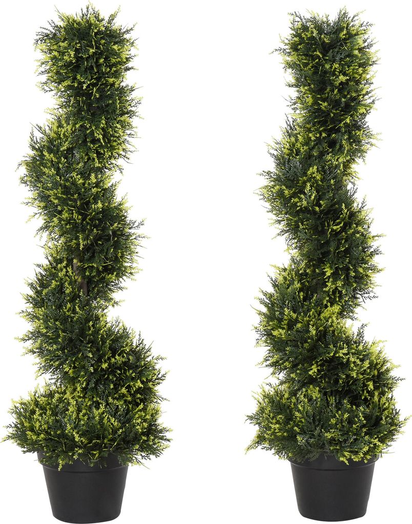 Künstliche Spiralpflanze, Spiral-Zedernbaum mit Topf, 90 cm, künstliche Zeder für Außen- und Innendekoration, Grün