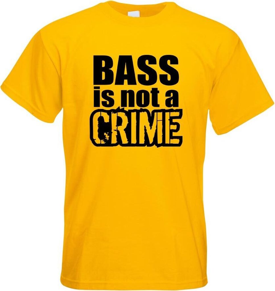 Kiwistar - T-Shirt - gelb - Bass is not a Crime Herren Funshirt Bedruckt Design Sprüche Spruch Motive - mit Motiv Bedruckt - Funshirt Design - Spo...