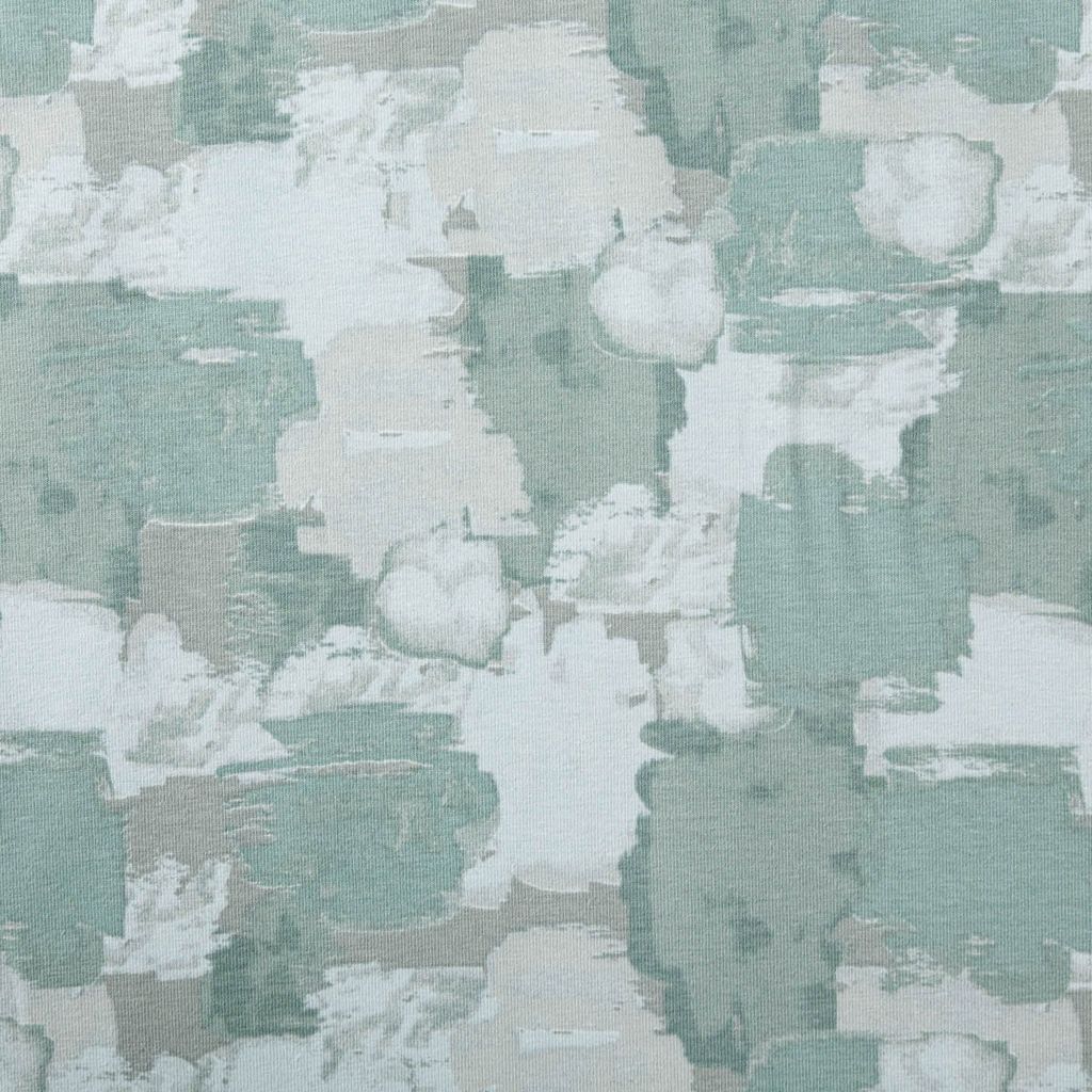 Jersey Stoff Bio Organic Pinselstriche abstrakt grün grau 1,45m Breite